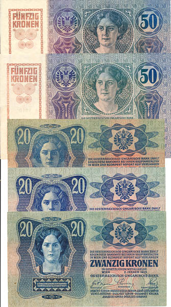 Lot bankovek (5 ks) - revers