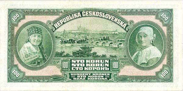 100 Koruna 1920 Aq - back