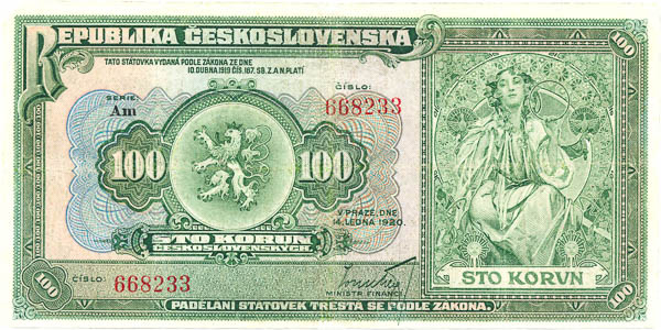 100 Koruna 1920 Am - front