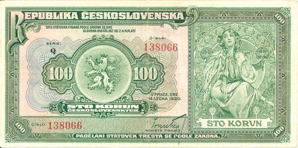 100 Koruna 1920 Q - front