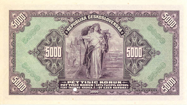 5000 Koruna 1920 A (annulus) - back