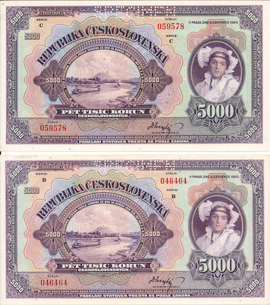 5000 Koruna 1920 (2 pcs) - front