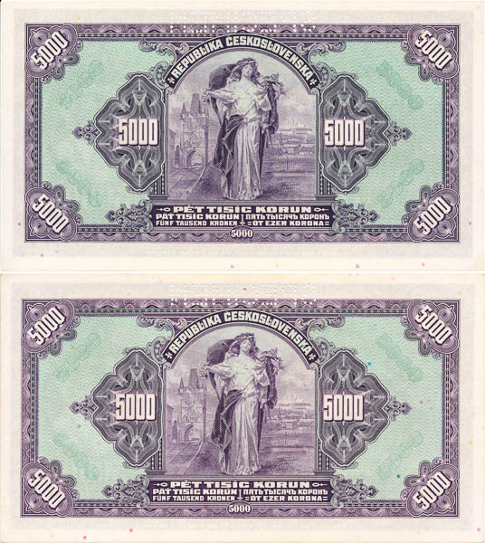 5000 Koruna 1920 (2 pcs) - back