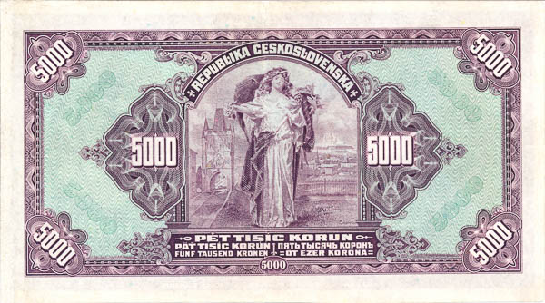 5000 Koruna 1920 A - back