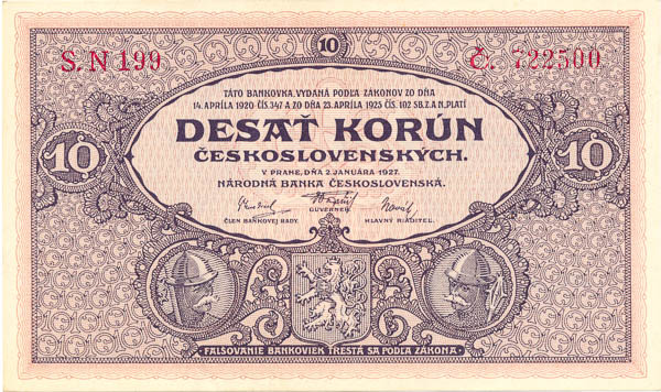 10 Kč 1927 N 199 - avers