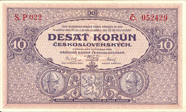 10 Kč 1927 P 022 - avers