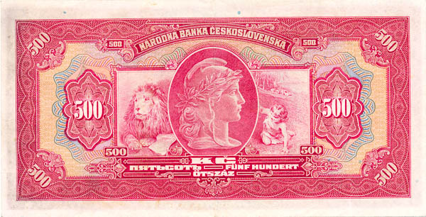 500 Kč 1929 B - revers
