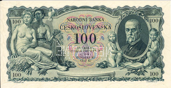 100 Kč 1931 P (bankový vzor) - reverz