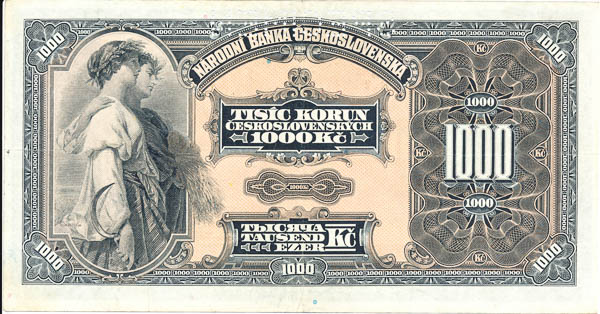 1000 Koruna 1932 B (perforated) - back