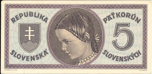 5 Koruna (1945) A 048 (perforated) - back