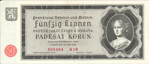 50 Koruna 1940 A 19 - front