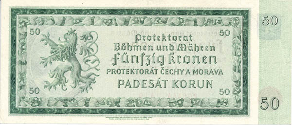 50 Koruna 1940 A 19 - back