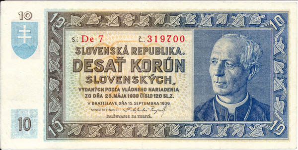 10 Koruna 1939 De 7 - front