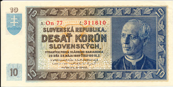 10 Koruna 1939 On 77 (perforated) - front