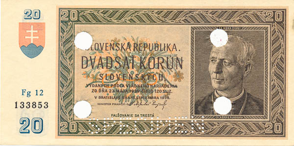 20 Ks 1939 Fg 12 (perforovaná) - averz