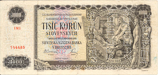 1000 Ks 1940 (perforovaná) - averz