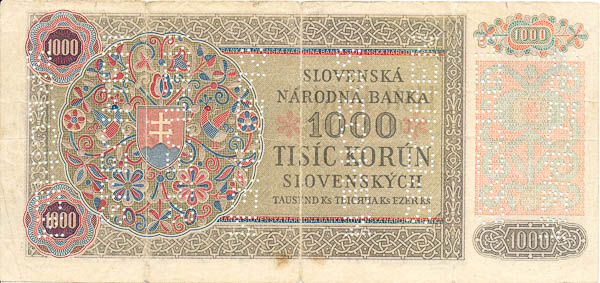 1000 Ks 1940 (perforovaná) - reverz