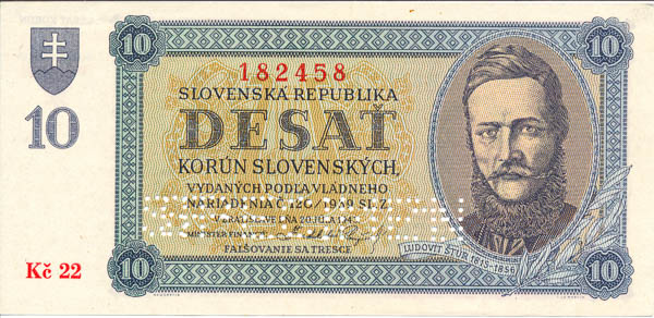 10 Ks 1943 Kč 22 (perforovaná) - avers