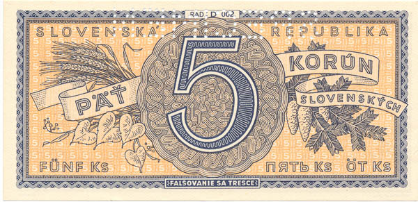 5 Ks (1945) D 002 (perforovaná) - revers