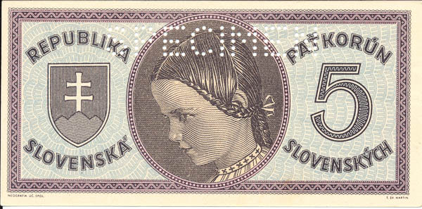 5 Ks (1945) A 001 (perforovaná) - avers