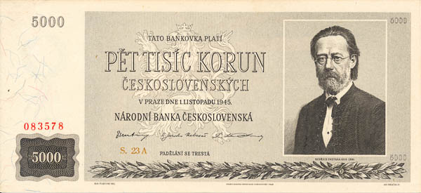 5000 Kčs 1945 s. 23 A  - averz