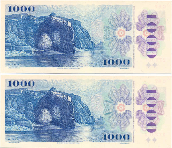 1000 Kč 1986/1993 C 67 (postupka 2 ks) - reverz