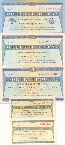 Lot tuzexových poukázek (5 ks) - avers