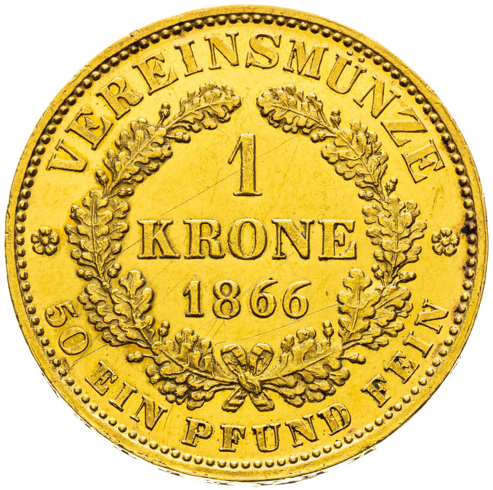 Spolková koruna 1866 - reverz