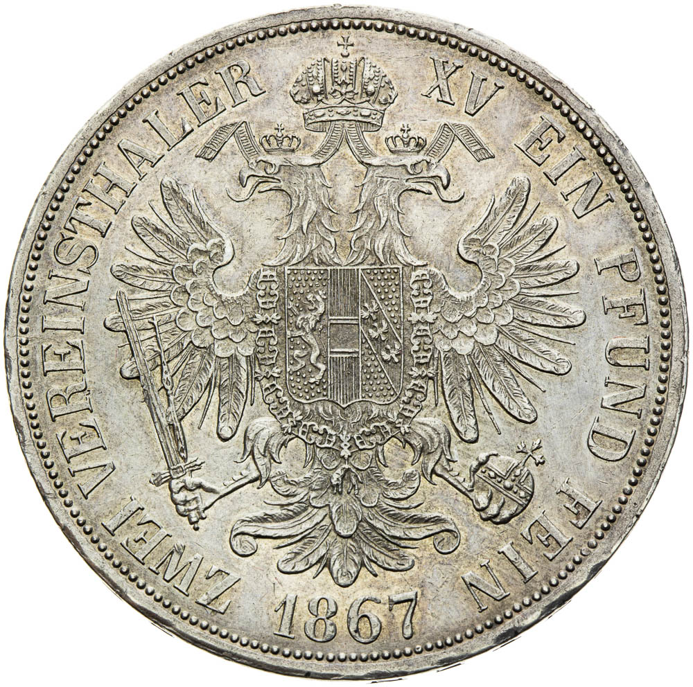 Spolkový 2 tolar 1867 - revers