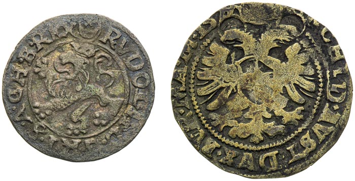 Bílý groš 1579, Malý groš 1584 (2 ks) - avers
