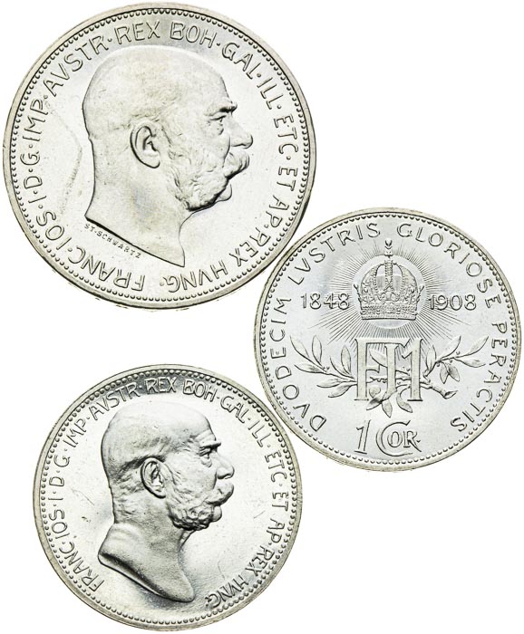 Lot stříbrných mincí (3 ks) - avers