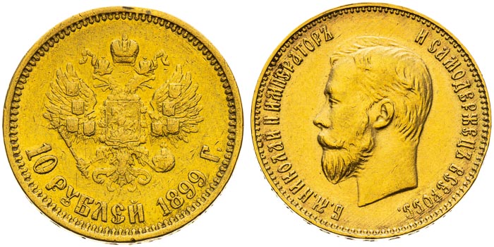 10 Rubl 1899, 1911 (2 ks) - avers