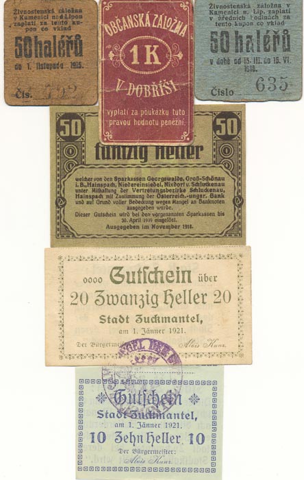Lot of emergency money and vouchers (6 pcs) - front