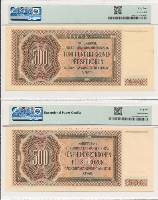 500 Koruna 1942 (2 pcs) - back