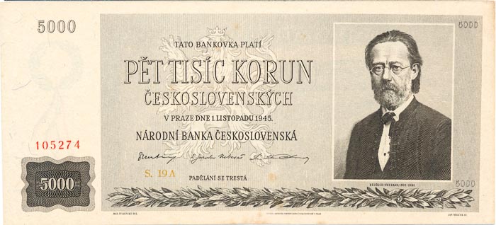 5000 Koruna 1945 s. 19 A - front