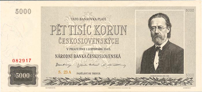 5000 Koruna 1945 s. 23 A - front