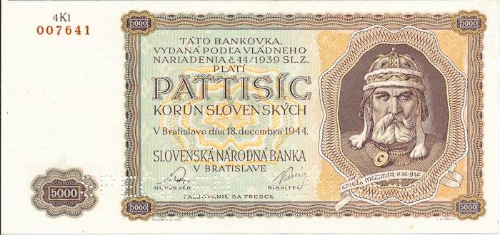 5000 Koruna 1944 4Kl (perforated) - front