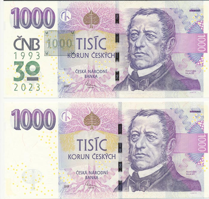 1000 Koruna 1993, 1996 (2 pcs) - front