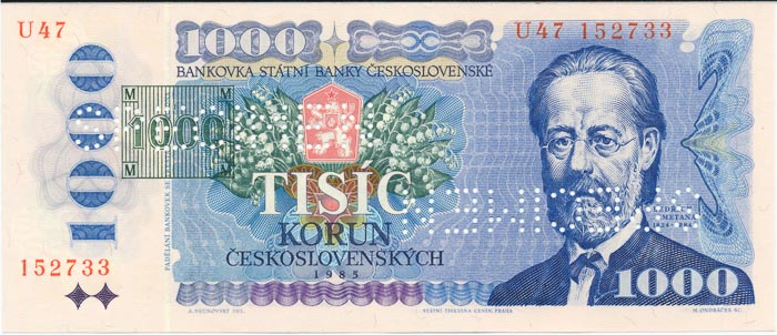1000 Koruna 1985/1993 U 47 (bank specimen) - front