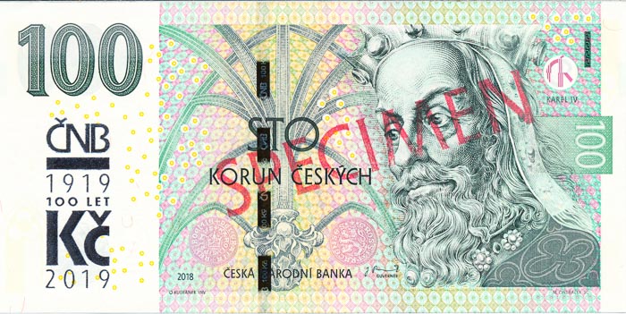 100 Koruna 2018/2019 M 10 (bank specimen) - front