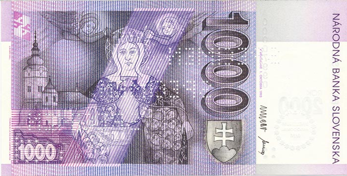 1000 Koruna 1993 A (bank specimen) - back