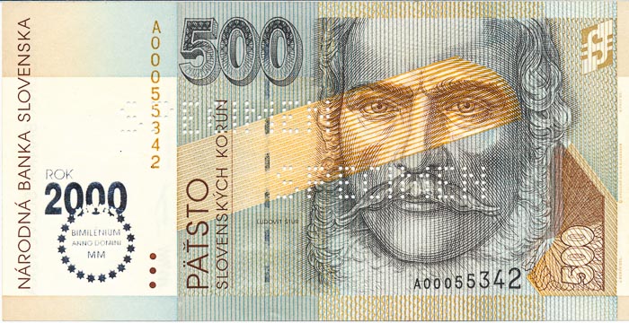 500 Koruna 1993 A (bank specimen) - front