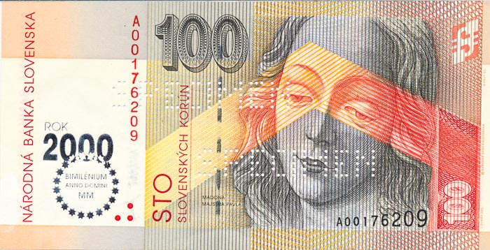 100 Koruna 1993 A (bank specimen) - front