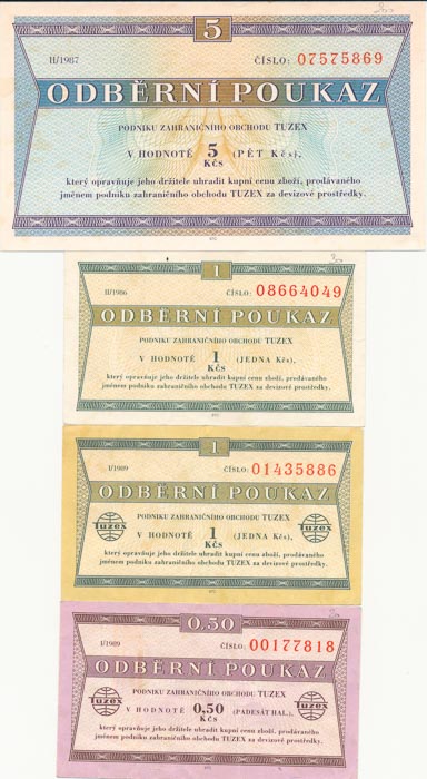 Lot tuzexových poukázek (8 ks) - revers