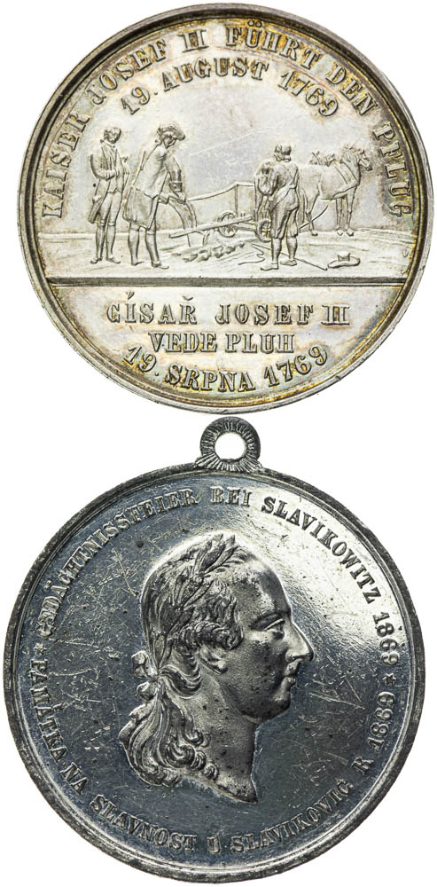 Silver and Tin medal 1869 (2 pcs) - back