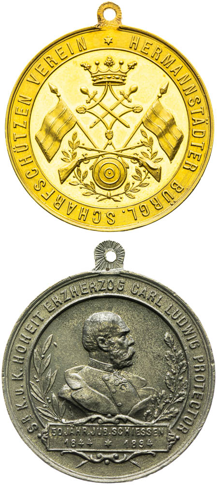 Gold and Tin medal 1894 (2 pcs) - back