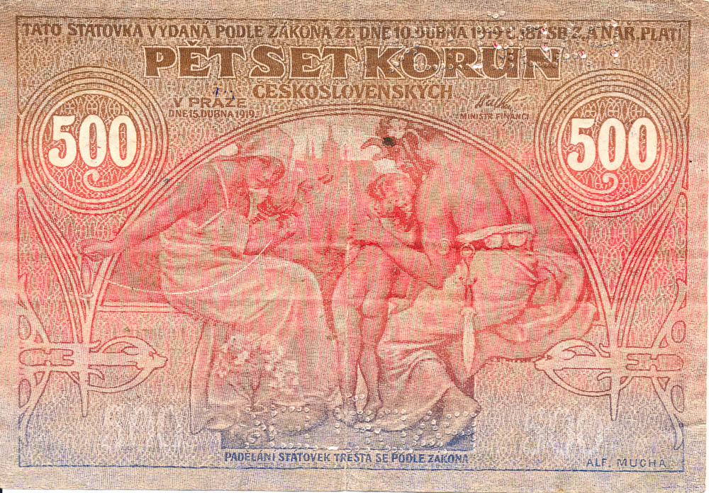 500 Koruna 1919 (Counterfeit) - back