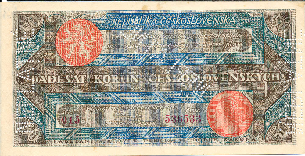 50 Koruna 1922 (bank specimen) - front