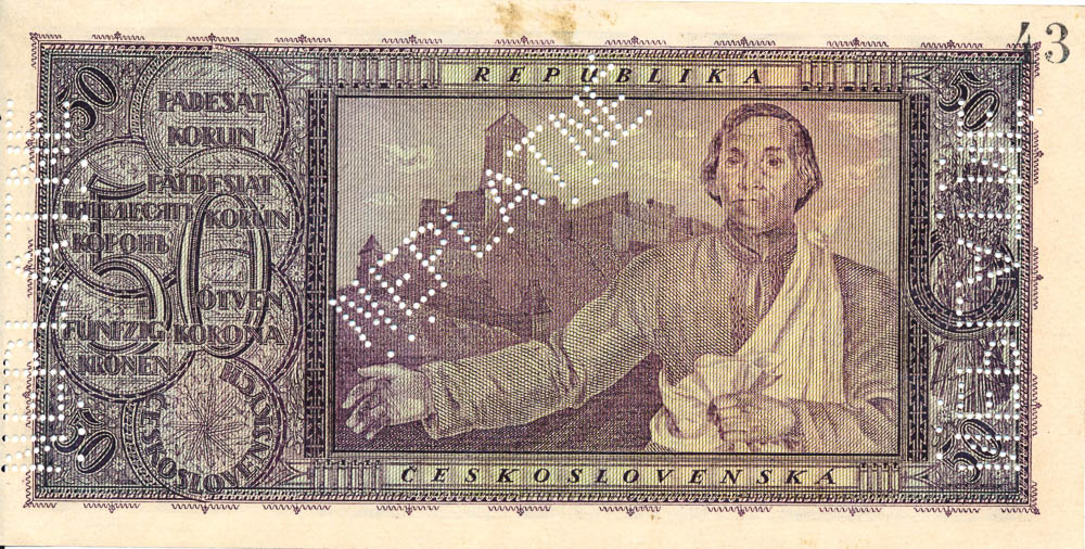 50 Koruna 1922 (bank specimen) - back