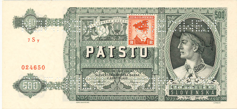 500 Koruna 1941 (bank specimen) - front